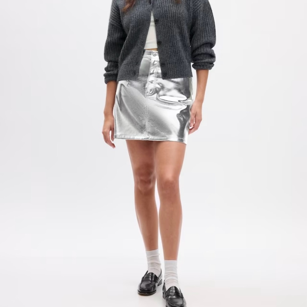 Gap Metallic Vegan Leather Skirt